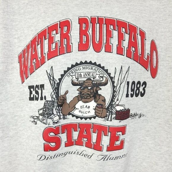 Water Buffalo State Sweatshirt Vintage 90s Bear Gulch Spring Migration Mens - Picture 2 of 6